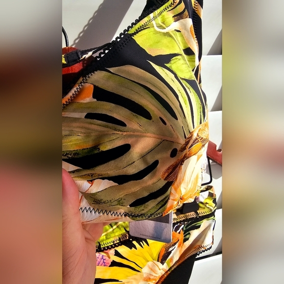Everyday Sunday Swim Set Bikini Top Bottom Black Tropical size 10 12 - Picture 3 of 7